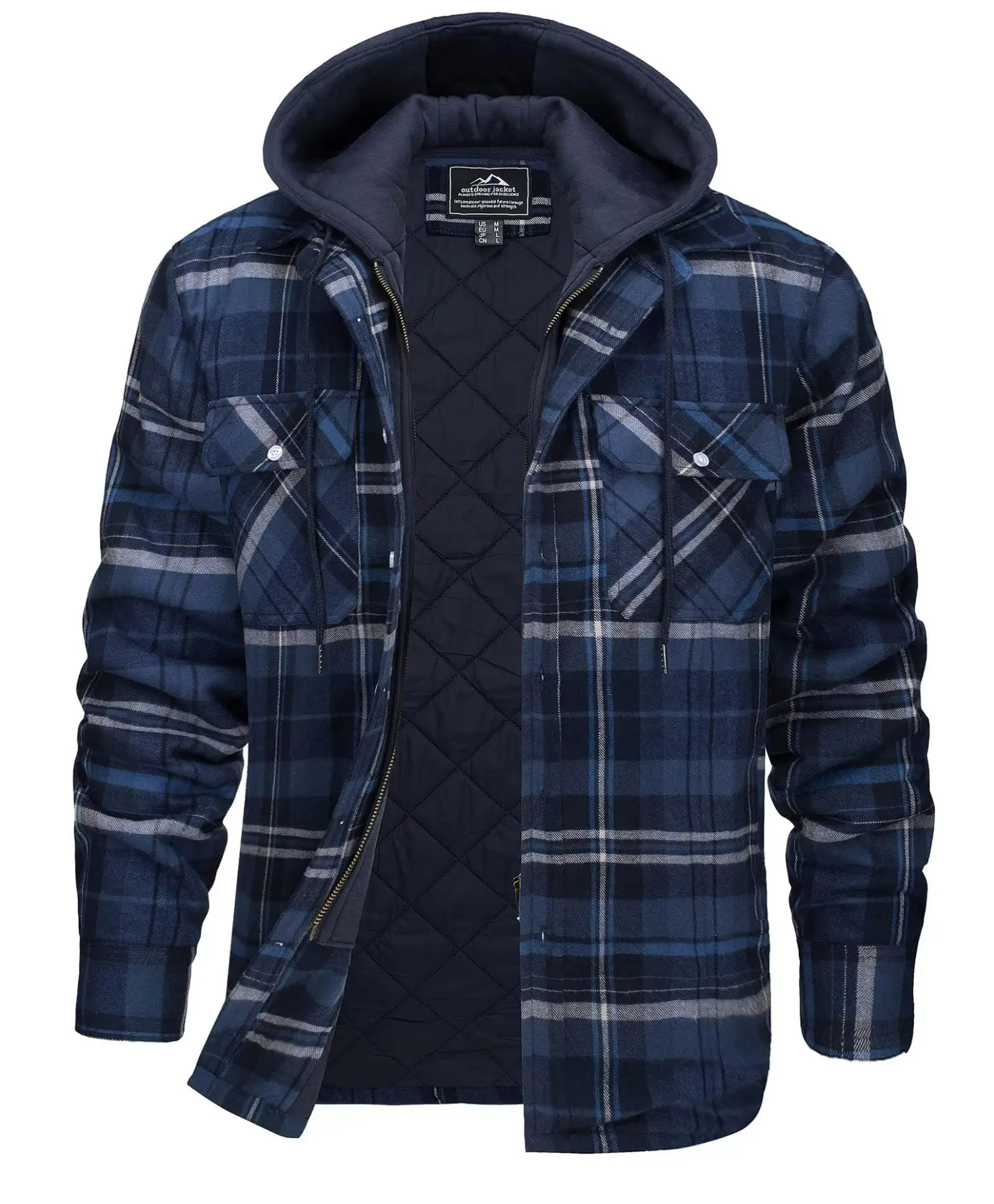 Flannel Shirt Lined - Męska flanelowa koszulowa kurtka z odpinanym